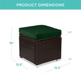 Best Choice Products Set of 2 Wicker Ottomans, Multipurpose Outdoor Furniture for Patio, Backyard, Additional Seating, Footrest, Side Table w/Storage, Removable Cushions - Midnight Green/Brown Best Choice Products