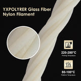 YXPOLYER Nylon Glass Fiber Reinforced Nylon Glass Filled Filament 1.75mm PA6-GF, 50gram Sample yxpolyer