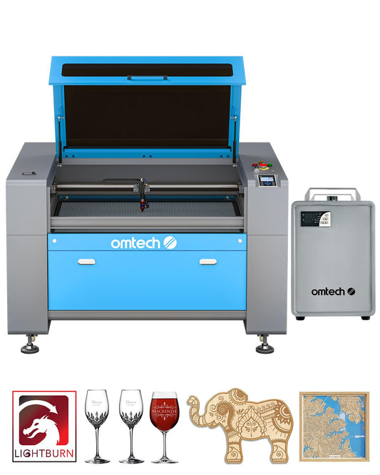 OMTech 80W CO2 Laser Engraver with Water Chiller LightBurn, 24"x35" Laser Engraving Cutting Machine with Autofocus Ruida Controls 4 Way Pass Air Assist, Commercial Laser Cutter for Wood Glass Acrylic