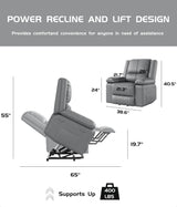 GarveeHome Power Lift Recliner Chair - Heat and Massage, Adjustable Back and Legs, Pu Leather Electric Lift Chair Designed for The Elderly and People with Mobility Impaired GarveeHome