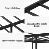 RESLLOWE Rattan Style Bed Frame Full Size Metal Platform Frame with Soft Leather Sponge Wrapping Headboard, Solid and Stable, Noise Free, Suitable for Bedroom RESLLOWE