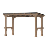 Yardenaler 6 x 13 FT Wooden Grill Gazebo with Sloping Metal Roof, BBQ Canopy with Stakes for Outdoor Patio, Garden, Lawn, Light Mocha Brown Yardenaler