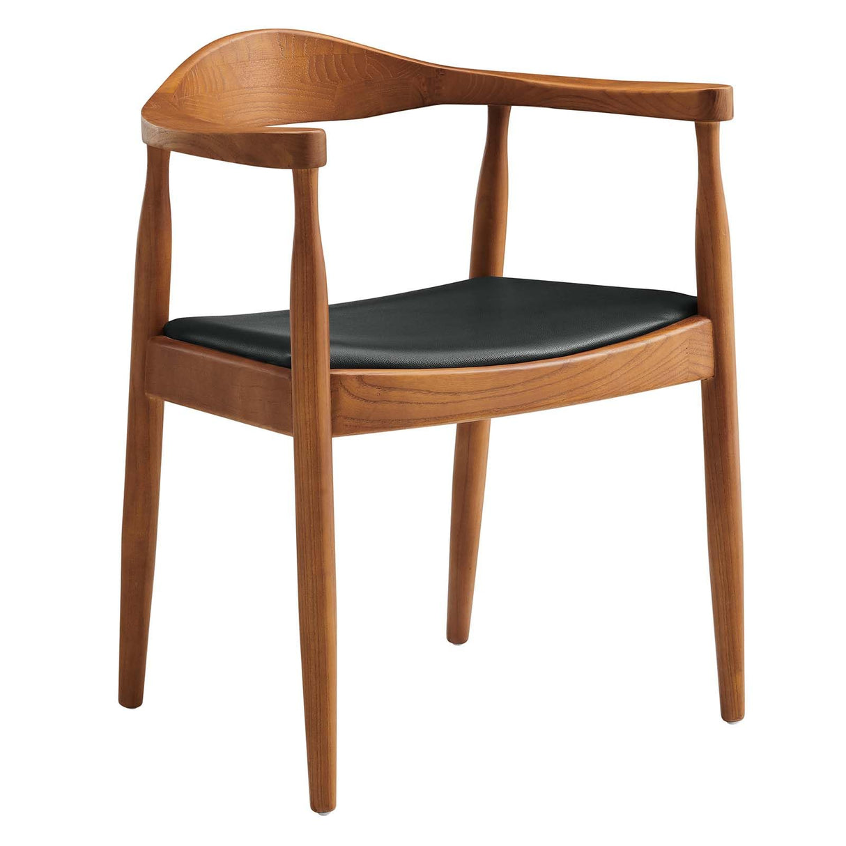 Modway Presidential Mid-Century Modern Faux Leather Upholstered Dining Armchair in Black Modway