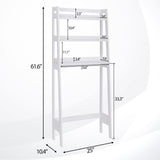 SUPER DEAL 3 Tiers Over The Toilet Bathroom Storage Shelf, Freestanding Wooden Bathroom Organizer Rack with Shelves for Laundry Restroom, White SUPER DEAL