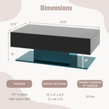 Giantex Modern LED Coffee Table - 2-Tier Center Table w/ 2 Storage Drawers, Adjustable Brightness & Speed, 20-Color Light, 43.5''L Rectangular High-Gloss Finished Table for Living Room (Black) Giantex