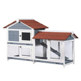 Good Life Two Floors 62" Wooden Outdoor Indoor Roof Waterproof Bunny Hutch Rabbit Cage Guinea Pig Coop PET House for Small to Medium Animals with Stairs and Cleaning Tray PET537 GOOD LIFE USA