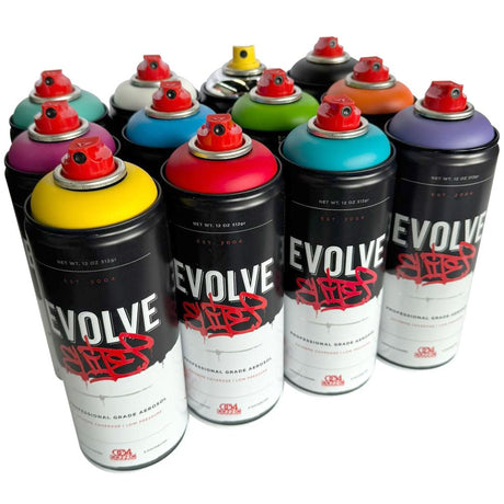 Evolve Elite 12 pack, Medium Pressure - Assorted Colors 12 oz Cans - Spray Paint Set EvolveElite