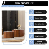Round Coffee Table Set of 2 Modern Nesting Coffee Tables for Living Room Wave Stripe Round Coffee Table for Living Room Bedroom (I) SOUWOFS