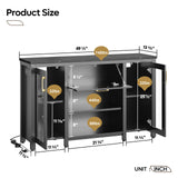 Bestier 55 Gallon Fish Tank Stand with Power Outlet & LED Light, 49.2"x13.8" Heavy-Duty Aquarium Stand with Storage, Dual Glass Cabinet, 8 Thicken Metal Legs, Suit for Reptile/Turtle Terrarium(Black) Bestier