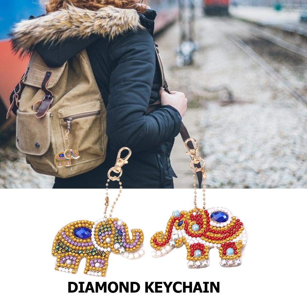 DIY Key Chains Diamond Painting by Numbers Kits, Full Drill Rhinestone Mosaic Making Christmas Decorative for Art Craft Key Ring Phone Charm Bag Decor (5 Pack) (Artistic Elephant) umbresen