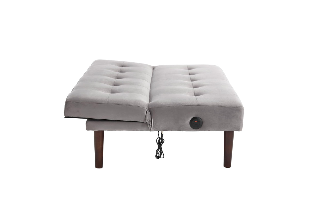 Convertible Futon Sofa Bed, Faux Leather Futon Couch with Adjustable Backrest and Usb Port, Modern Folding Couch For Small Spaces Living Room Sleeper Bed for Living Room,Bedroom,Office (Gray) Klwenas Maec