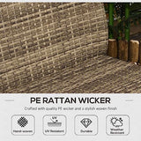 Outsunny 4 Piece Wicker Patio Furniture Set with 2 Rocking Chairs, Loveseat Sofa, Outdoor PE Rattan Conversation Set with Cushions, Aluminum Table for Porch, Poolside, Light Gray Outsunny