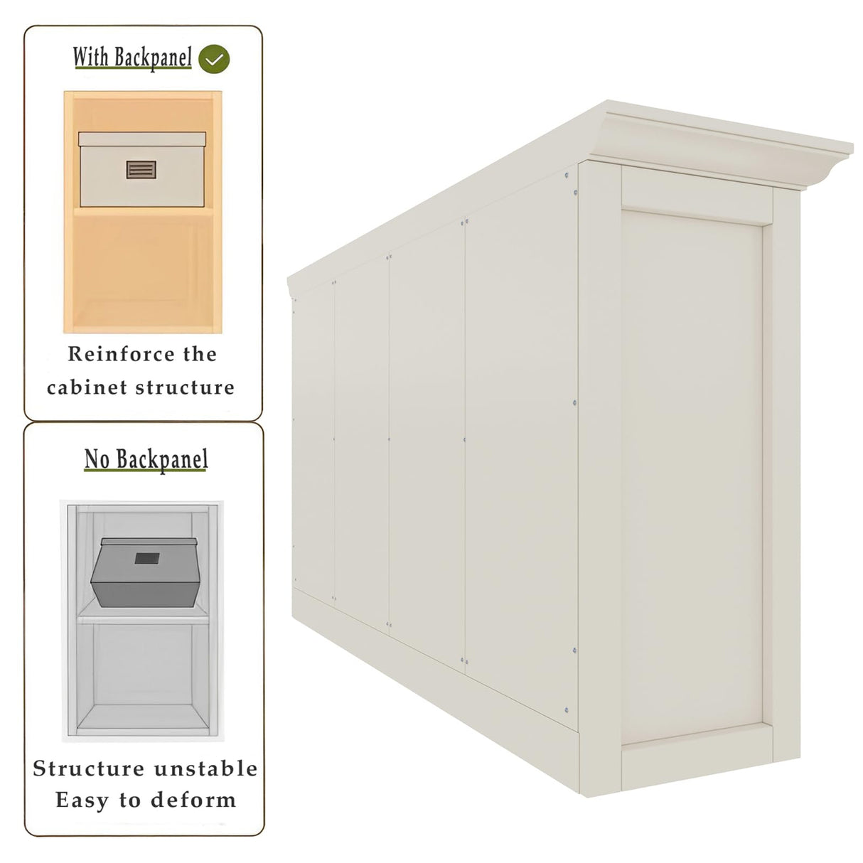 OSCHF Cube Shelf Bookcase with Base - Wooden 2 Tiers Floor Standing Low Storage Cabinet for Home and Office, 8-Cube Lattice Bookshelf, Warm White OSCHF