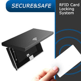 JOLLYMER Concealment Gun Shelf with Hidden Trap Door with RFID Lock, Black Floating Shelf for Living Room JOLLYMER