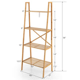 Giantex 4-Tier Bamboo Bookshelf, Multifunctional Storage Display Rack Shelves with Anti-Tipping Device, Natural Bamboo Ladder Shelf for Home Office Kitchen Bathroom Giantex