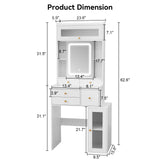 ARTETHYS Small Vanity Desk with Sliding Mirror and Lights White Makeup Vanities Set with Drawers Compact Dressing Table with Cabinet and Adjustable Shelves for Bedroom ARTETHYS