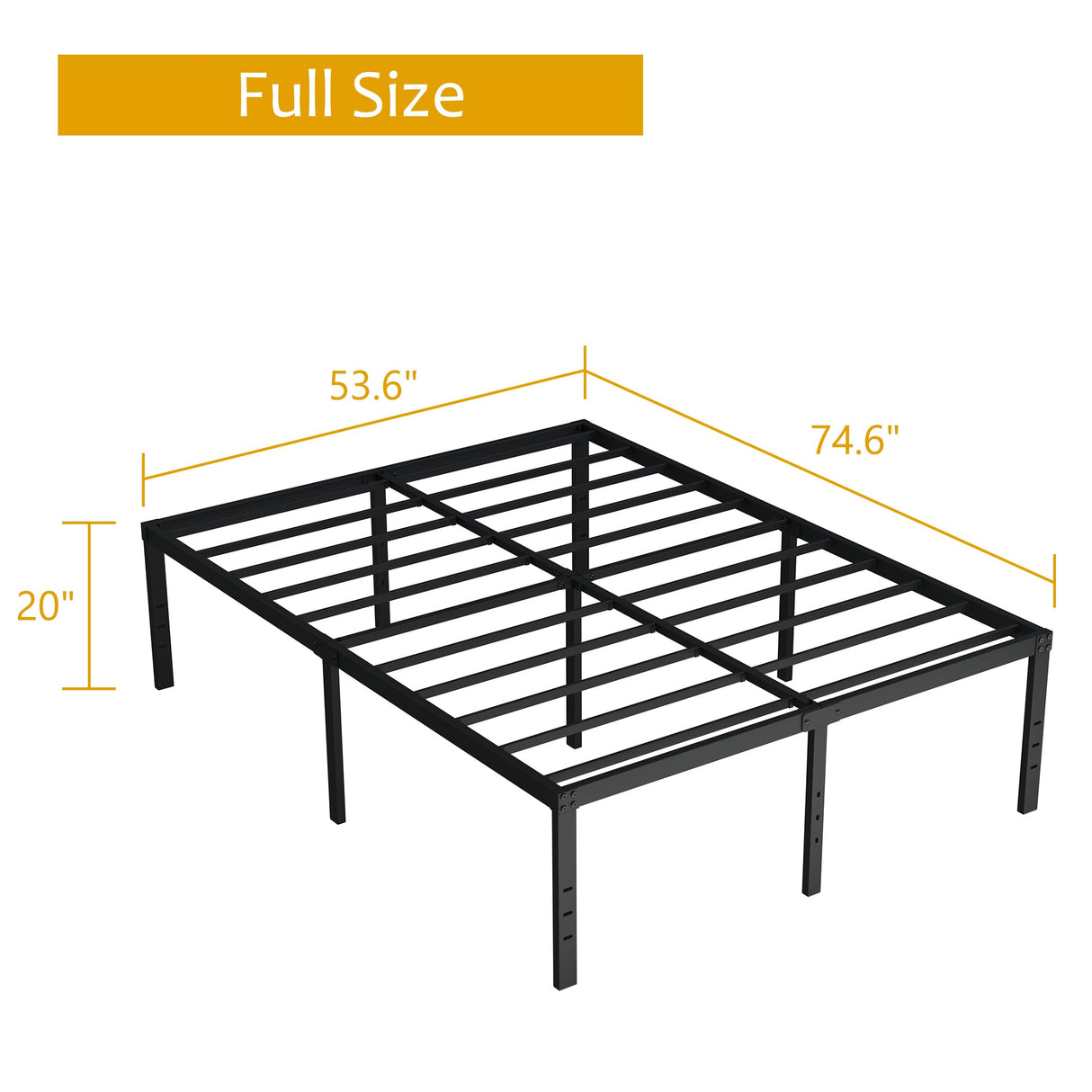 Maenizi Full Size Bed Frame No Box Spring Needed, 20 Inch Heavy Duty Metal Platform Bed Frame Full Support Up to 3000 lbs, Easy Assembly, Noise Free, Black Maenizi