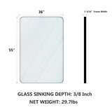 VocalStar 55 x 36 Inch Black Bathroom Mirror for Wall, Large Rounded Rectangle Metal Framed Bathroom Wall Vanity Mirror Farmhouse, 1/4-inch Shatterproof Glass | Ultra-Flush Hanging VocalStar