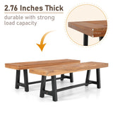 MFSTUDIO Outdoor Patio Bench Set of 2 Acacia Wood 63" Long Rectangular Dining Picni Benches for Backyard, Garden, Lawn, Porch MFSTUDIO