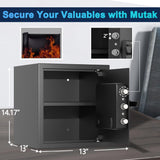 Mutak Smart Home Safe 1.5 Cub Biometric Safe Box, Quick-Access with Fingerprint Recognition Handle, Keys, Digital Keyboard, & Type-C Port, Equipped with Fireproof Bag&Alarm System, Bright LED Mutak