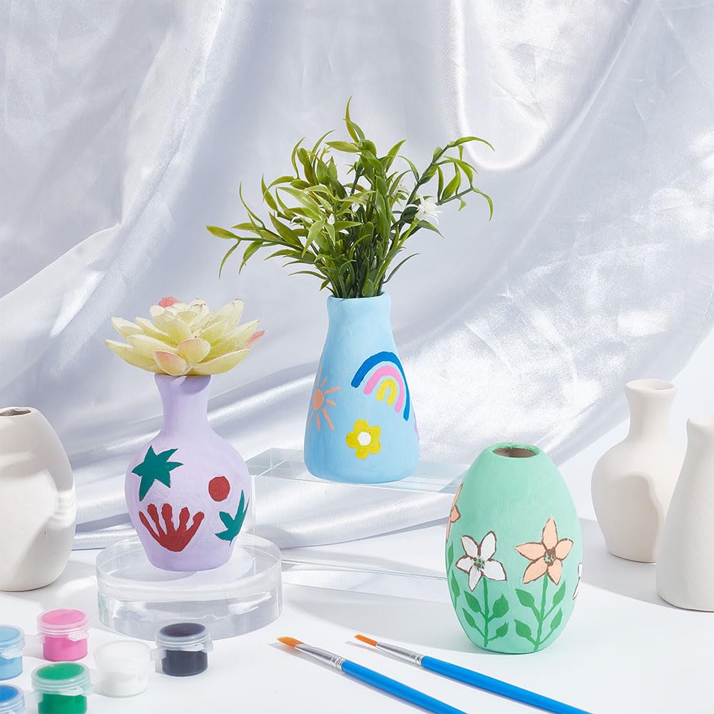 WEBEEDY 3 Sets Vase Pottery Painting Kit Paint Your Own Ceramic Vase Set Ready to Paint Ceramics DIY Paint Craft Kit for Craft Project Fun Home Acticity WEBEEDY