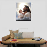 Jesus Holding a Baby on a Cloud Paint by Numbers Kits for Adults Clown DIY Canvas Oil Painting Acrylic Pigment Kits Christ Style Paint by Number Home Wall Art Decor Gift Artwork 16x20In (DIY Frame) Aihonmin