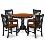 East West Furniture ANNO5-BCH-W 5 Piece Set Includes a Round Dining Room Table with Pedestal and 4 Wood Seat Chairs, 36x36 Inch East West Furniture