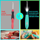 Yarniss 18 Size Counting Crochet Hooks with Light, Digital Counter Crochet Hooks Set with Case (2.0mm~14.0mm) Yarniss