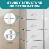 OLIXIS 8 Drawer Storage Dresser with Wood Top - Wide Fabric Chest Organizer for Bedroom, Closet, Living Room,Tower Cabinet, TV Stand, Hallway Entryway Furniture,White OLIXIS