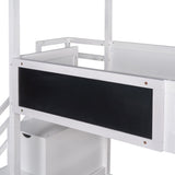 Twin Over Full House Bunk Bed with Storage Staircase & Blackboard, Wood Kids Bunk Bed with Roof and Guardrails, Playhouse Bunk Beds for Kids, Teens, Adults, No Box Spring Required (White) Bellemave