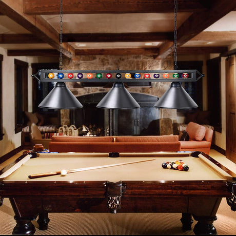 Wellmet 3 Light Billiard Pool Table Lights, 59" Pool Table Lighting for 7'-8' Table, Modern Kitchen Island Pendant Light with Matte Metal Shade, Billiard Light Fixture for Pool Table, Game Room Wellmet