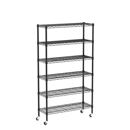 6-Tier Steel Wire Shelving Unit, 48x18x82in, 2100lb Capacity, Adjustable NSF Certified Storage Rack with Casters - For Garage, Kitchen, Pantry - WoodArtSupply