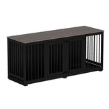 Timechee Dog Cage Furniture, 70" Furniture Dog Crate, Modern Furniture Style Dog Crate with Divider and 2 Trays, Multi-Functional Dog House for Medium Dog, Indoor Double Crate for 2 Dogs, Black Timechee