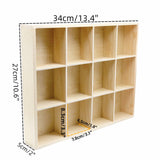 LONG TAO 1 Pcs 13.4''x10.6''x2'' Wooden Storage Divider Box Showcase Display Box Organization Tray Display Holder Tabletop Box with 12 Compartments for Home Craft Office Kitchen Storage LONG TAO