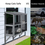 beeNbkks 2 Tiers Bug Proof Cat Catio, Window Cat House with Metal Mesh, Outdoor Enclosure for Indoor Pets, Expandable Wooden Perch, Safe Comfortable Haven for Pets, Keep Bugs Insects Out beeNbkks