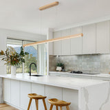 YISDESIGN 59" Natural Wood LED Linear Pendant Light Fixture 40W Led Dining Room Light Dimmable Hanging Light Fixture for Dining Room Kitchen Island Pool Table Lights Natural Wood Color YISDESIGN