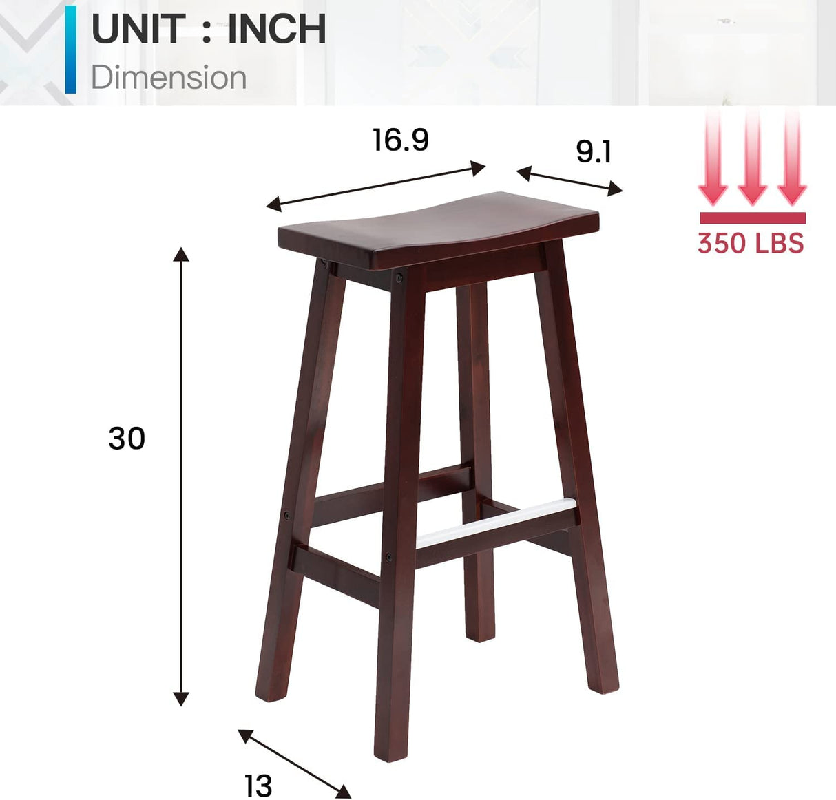Capacmkseh Solid Wood Saddle-Seat Kitchen Counter Barstools Set of 2, 30-Inch Height, Counter Height Bar Stools Wooden Stool Saddle Chair Tall Stool Capacmkseh