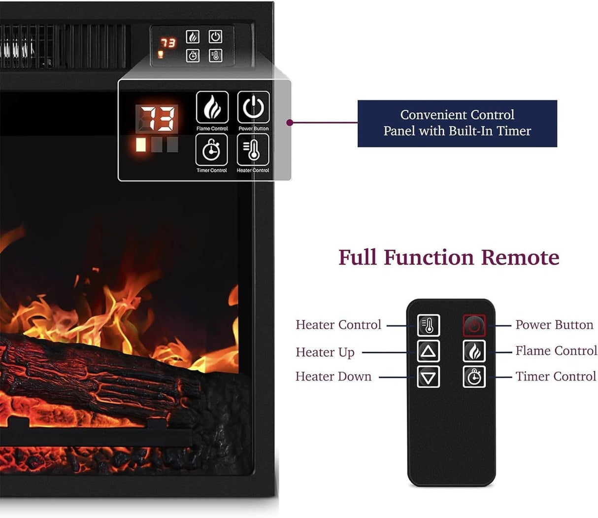 Naice 70" Electric Fireplace with Mantel and Cabinets, Fireplace TV Stand for Living Room Bedroom, Stacked Stone Surround and Remote Control 3D Realistic Flame Naice