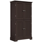 ChooChoo Bathroom Floor Cabinet, Modern Bathroom Storage Cabinet with 4 Doors and Adjustable Shelves, Freestanding Cupboard for Living Room, Espresso ChooChoo