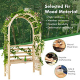 Giantex 81in Garden Arch with 2-Person Bench, Wooden Garden Arbor Archway Trellis for Climbing Plants, Outdoor Wedding Arches Patio Trellis Pergola for Ceremony Party Lawn Backyard, Load 543 lbs Giantex