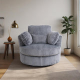 YABTOP Oversized Swivel Accent Barrel Chair with Pillows,Modern Round Plush Cuddler Reading Chair Comfy for Bedroom Living Room,Corduroy Gray YABTOP