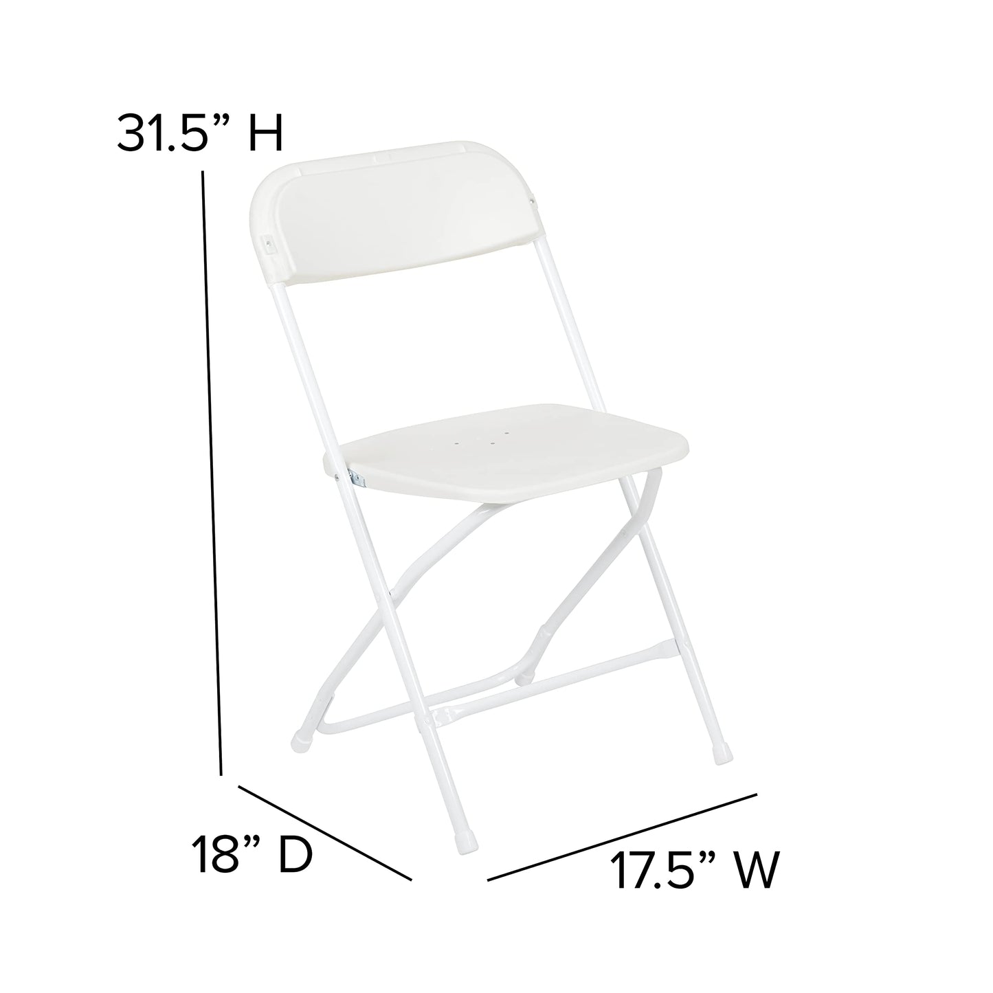 Flash Furniture Hercules Series Plastic Folding Chair - White - 4 Pack 650LB Weight Capacity Comfortable Event Chair-Lightweight Folding Chair