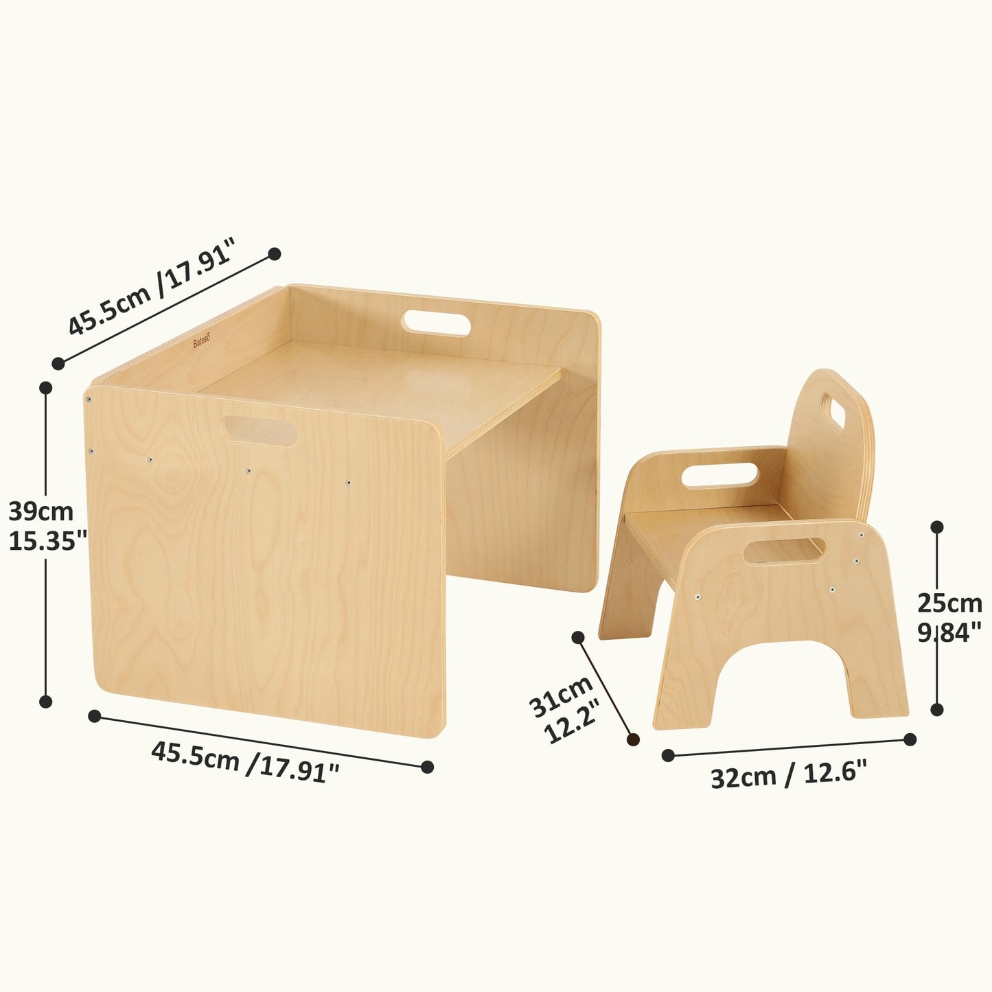 Bateso Montessori Weaning Table and Chair Set, Montessori Table and Chair Set for Toddlers, Montessori Children's Furniture for Reading, Crafts & Play, Suitable for Boys and Girls Aged 1-3 Ye - WoodArtSupply