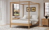Merax King Size Canopy Bed with Four Posters, Wooden Platform Bed Frame & 8.3" Storage Space Under Bed, Solid Wood Slats Support, No Box Spring Needed, Easy Assembly, Natural Merax