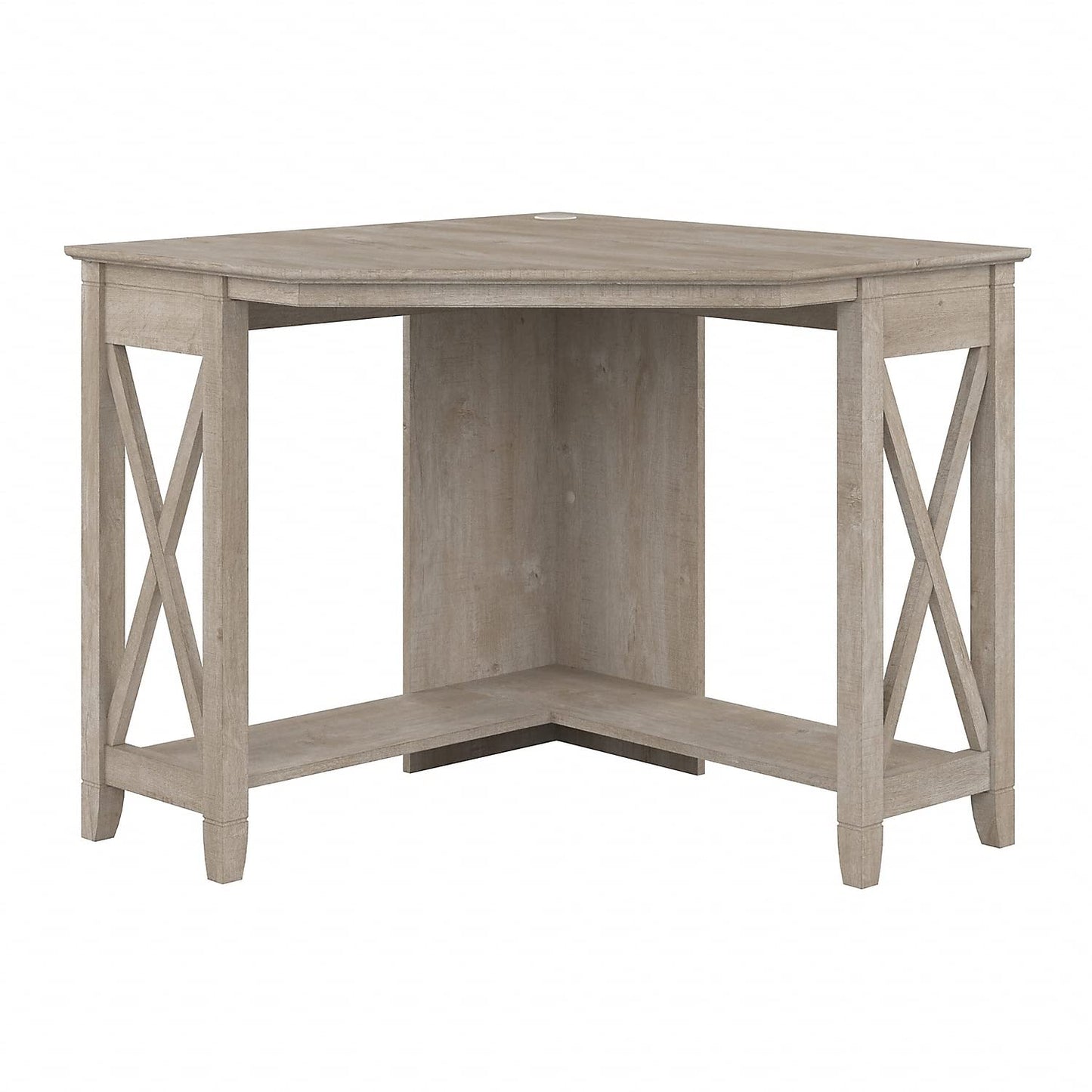 Bush Furniture Key West Small Corner Desk in Washed Gray - WoodArtSupply