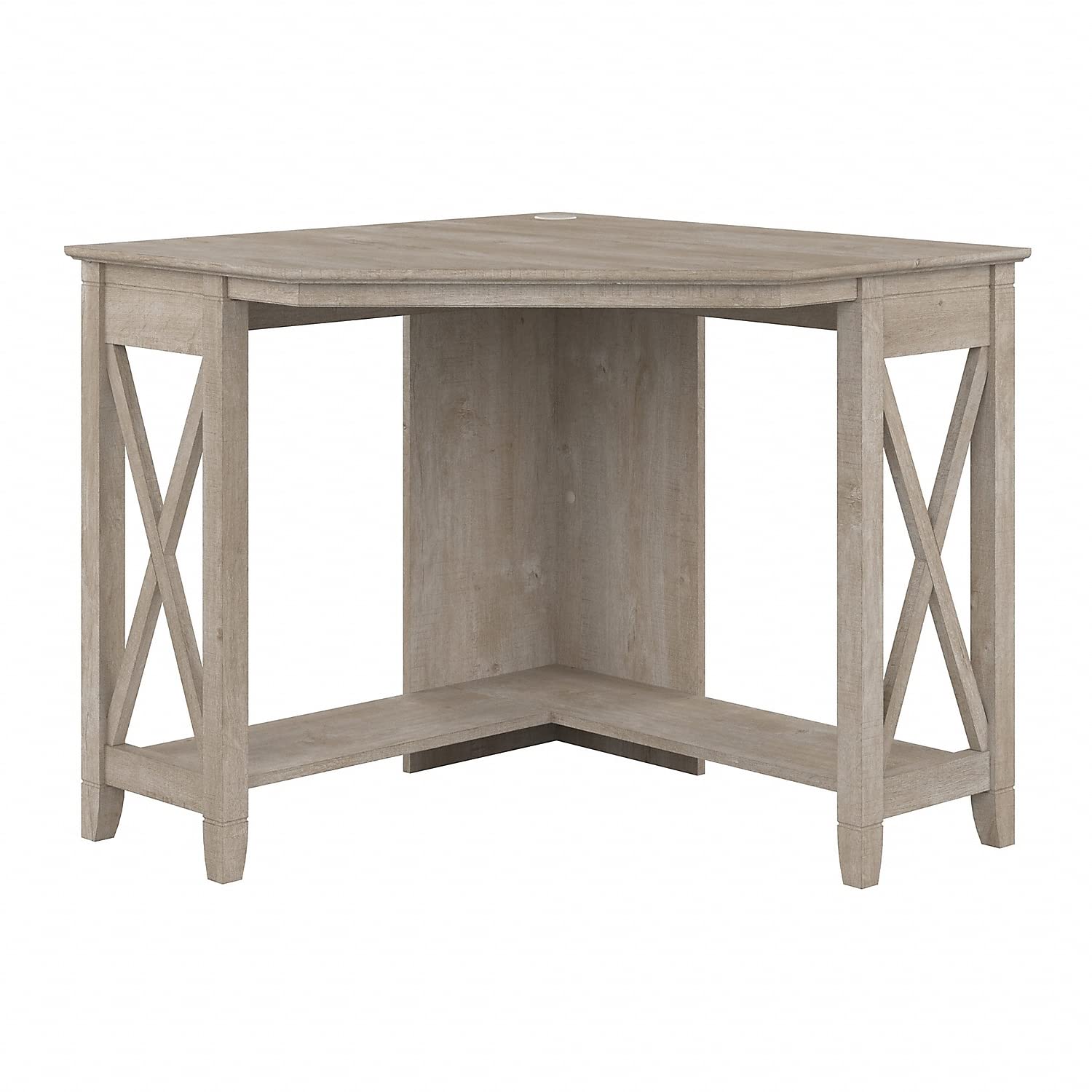 Bush Furniture Key West Small Corner Desk in Washed Gray - WoodArtSupply