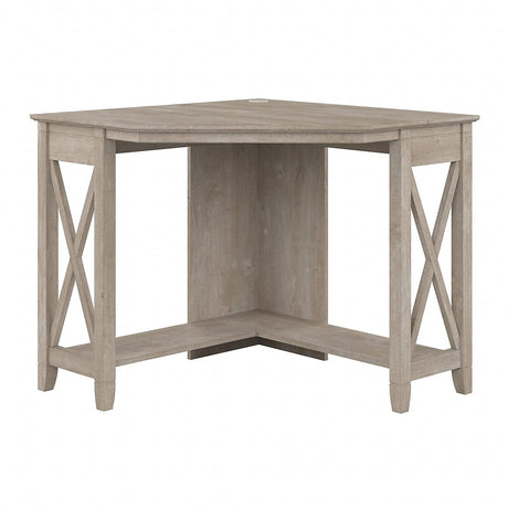 Bush Furniture Key West Small Corner Desk in Washed Gray Bush Business Furniture