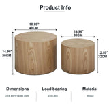 Vanress Nesting Coffee Table Set of 2, Round Coffee Table, Wood Circle Drum Coffee Table Contemporary Living Room End Table for Small Space Living Room (Wood Color) Vanress