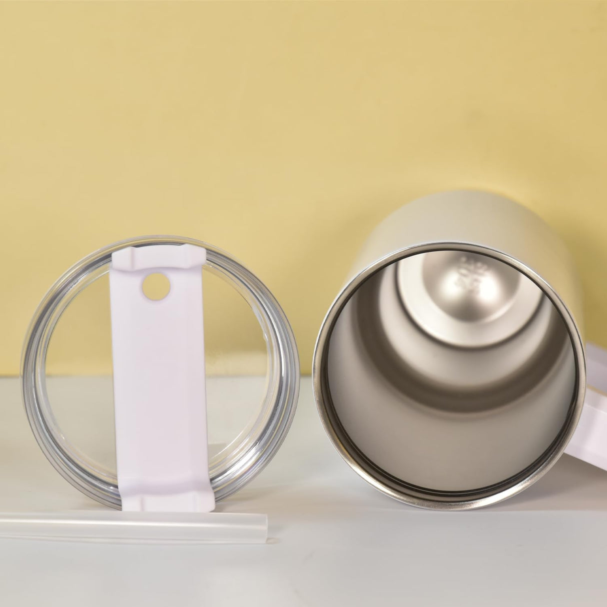 FECBK 40 oz Sublimation Tumbler with Handle and Straw Keeps Cold for 34 Hours 2 Pack Stainless Steel Double Wall Vacuum Insulated Travel Mug Cup Tumblers Bulk Sublimation Blank White FECBK