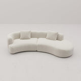 Acanva Modern Curved Sectional Living Room Couch, Minimalist Comfy Boucle Fabric Modular Sofa for Apartment, Home Office, 114" W Right Hand Facing, White Acanva